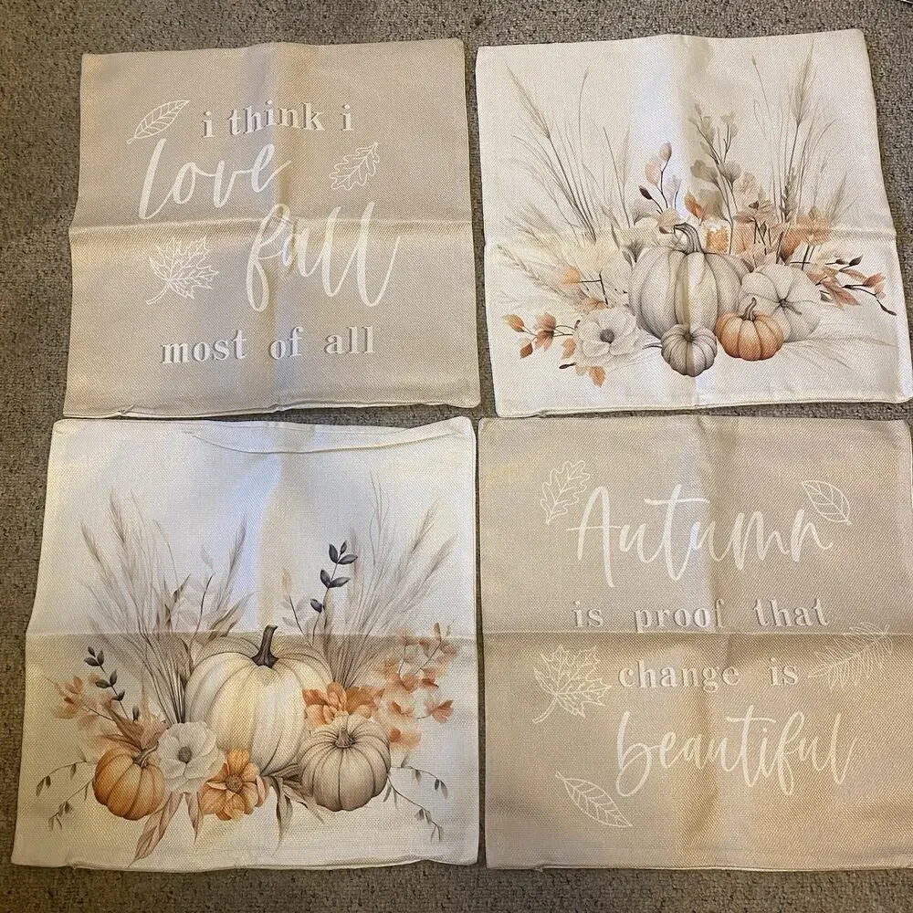 SetOf4 Square pillow cases sofa couch throw cushion cover Romantic Falls Season